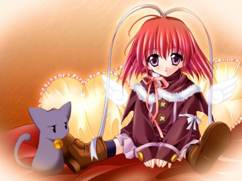 Red-haired Girl with Cat — Pink