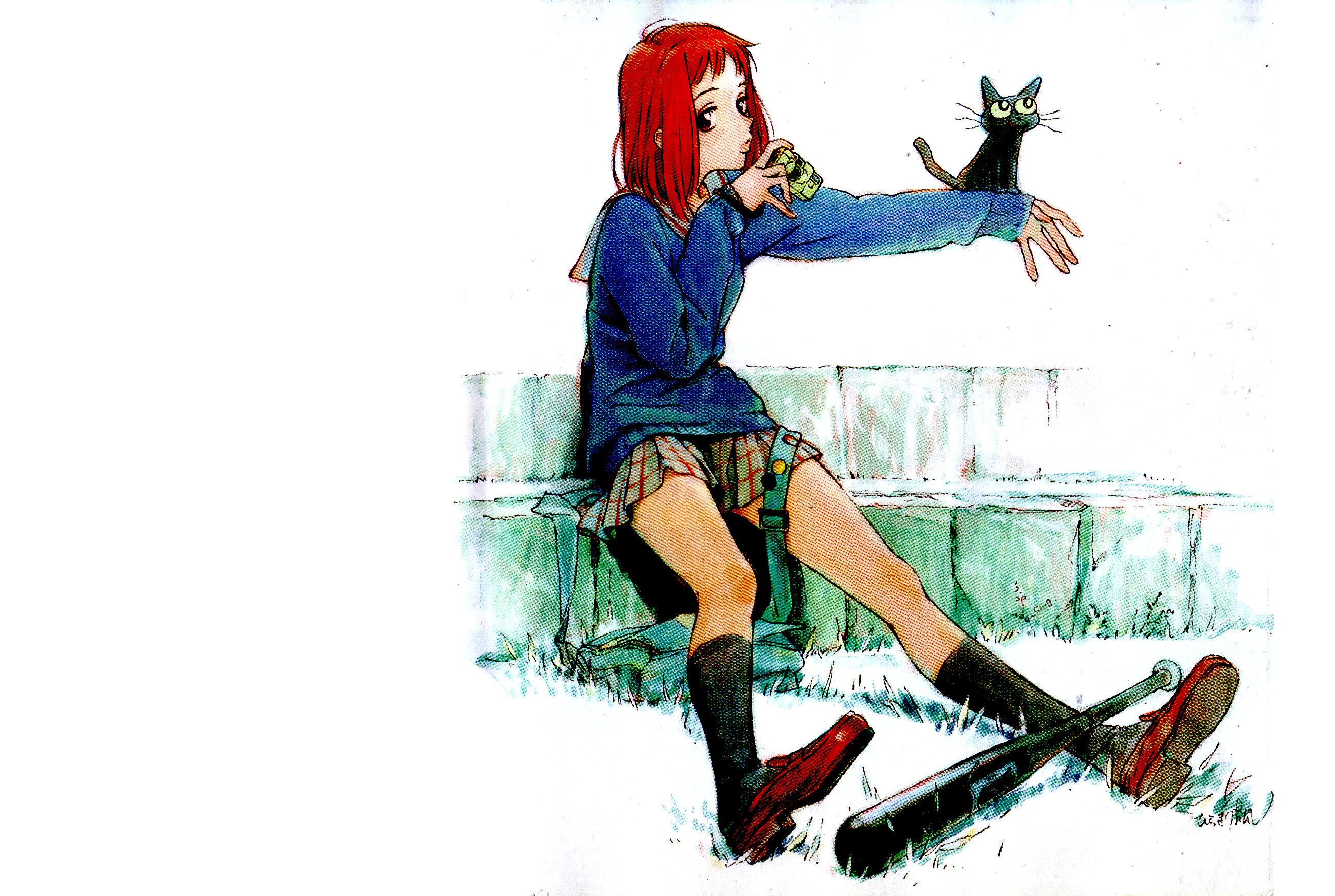 Red-haired girl with cat