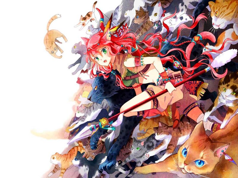 Red-haired Girl with Cats — Red, Chaotic