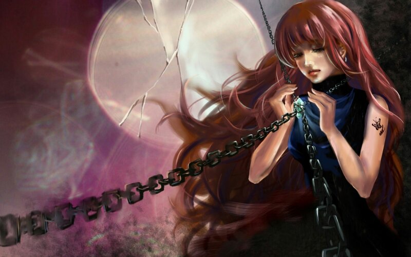 Red-haired Girl with Chains — Purple, Dramatic