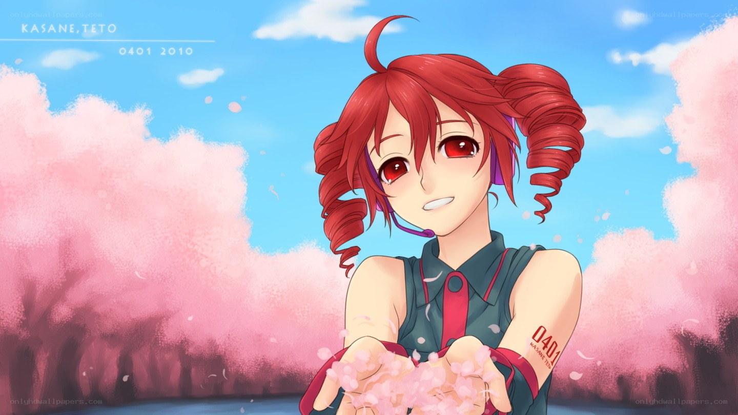 Red-haired girl with cherry blossoms