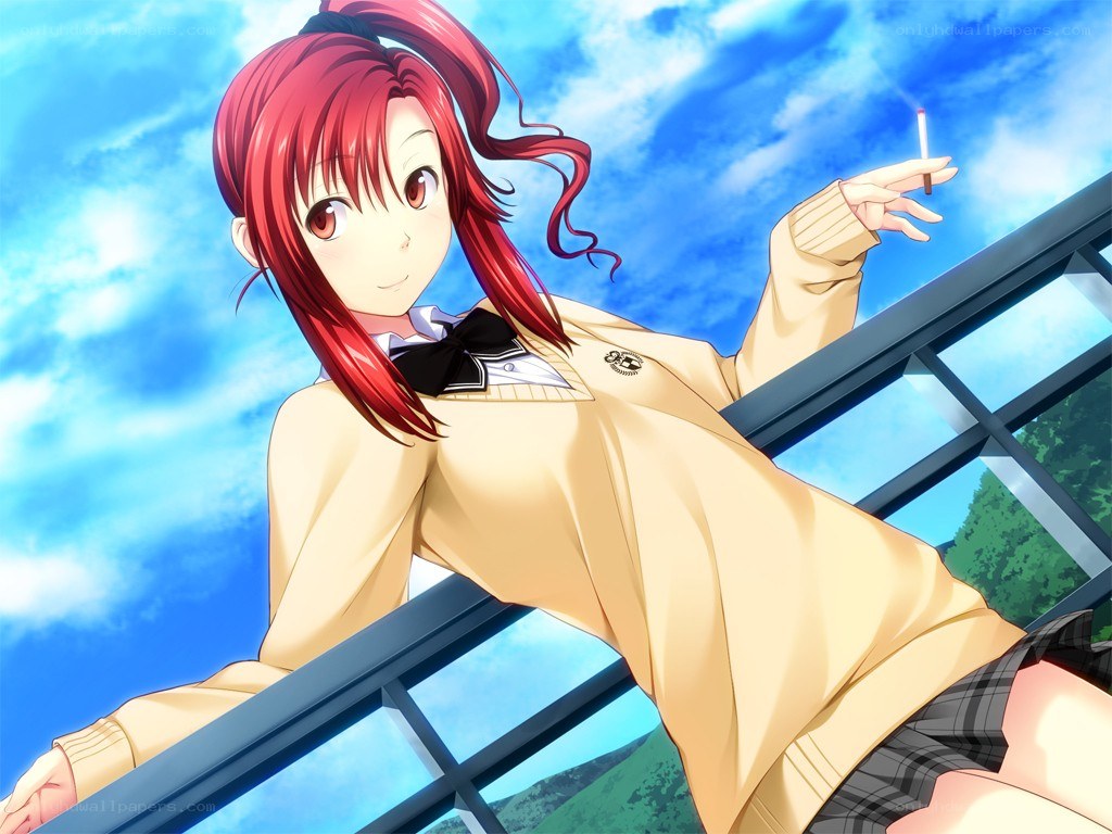 Red-haired girl with cigarette