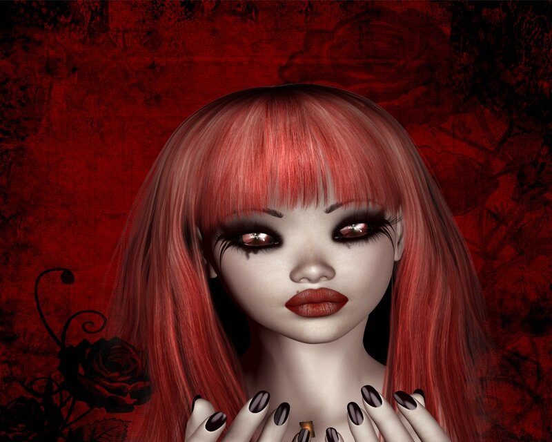 red-haired girl with dark makeup