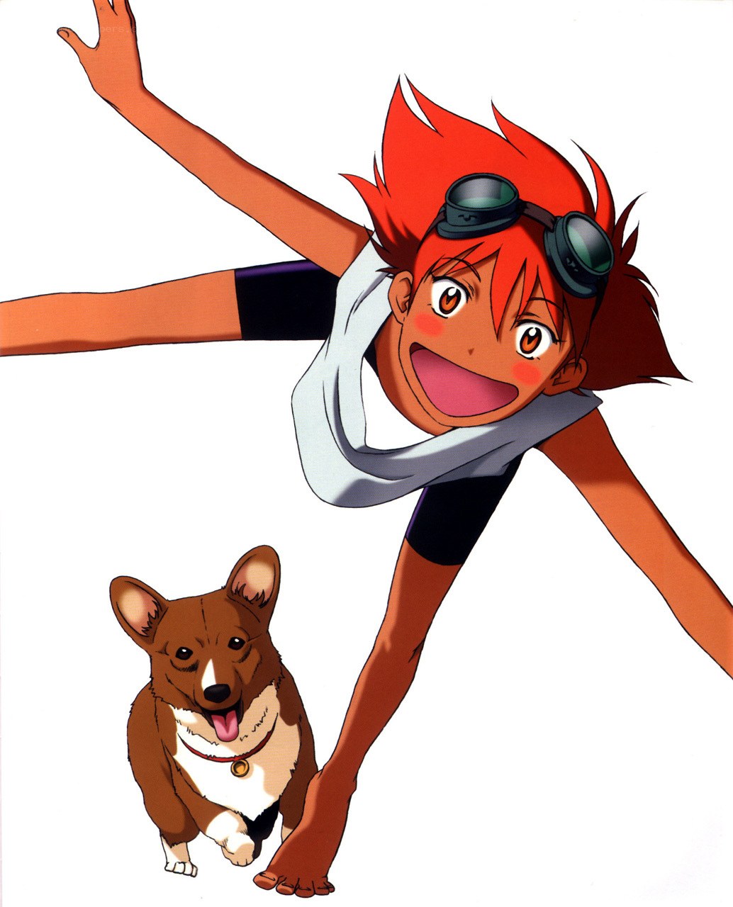 red-haired girl with dog