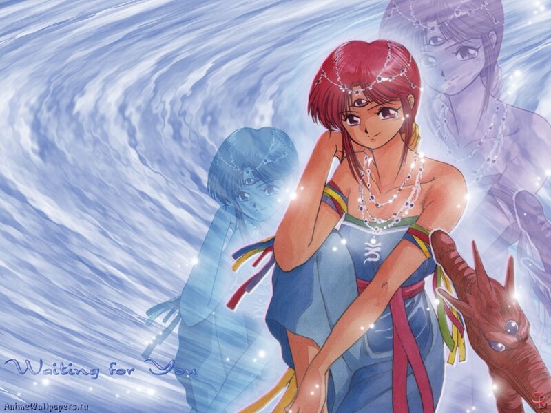 Red-haired Girl with Dragon — Blue, Dreamy