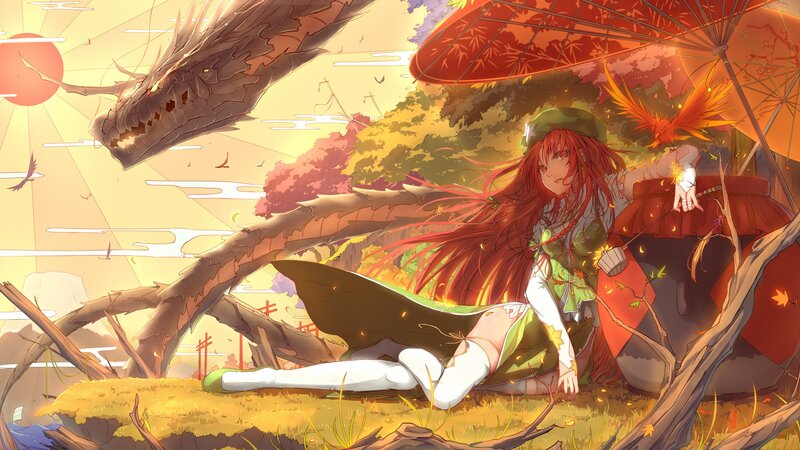 Red-haired Girl with Dragon — Orange