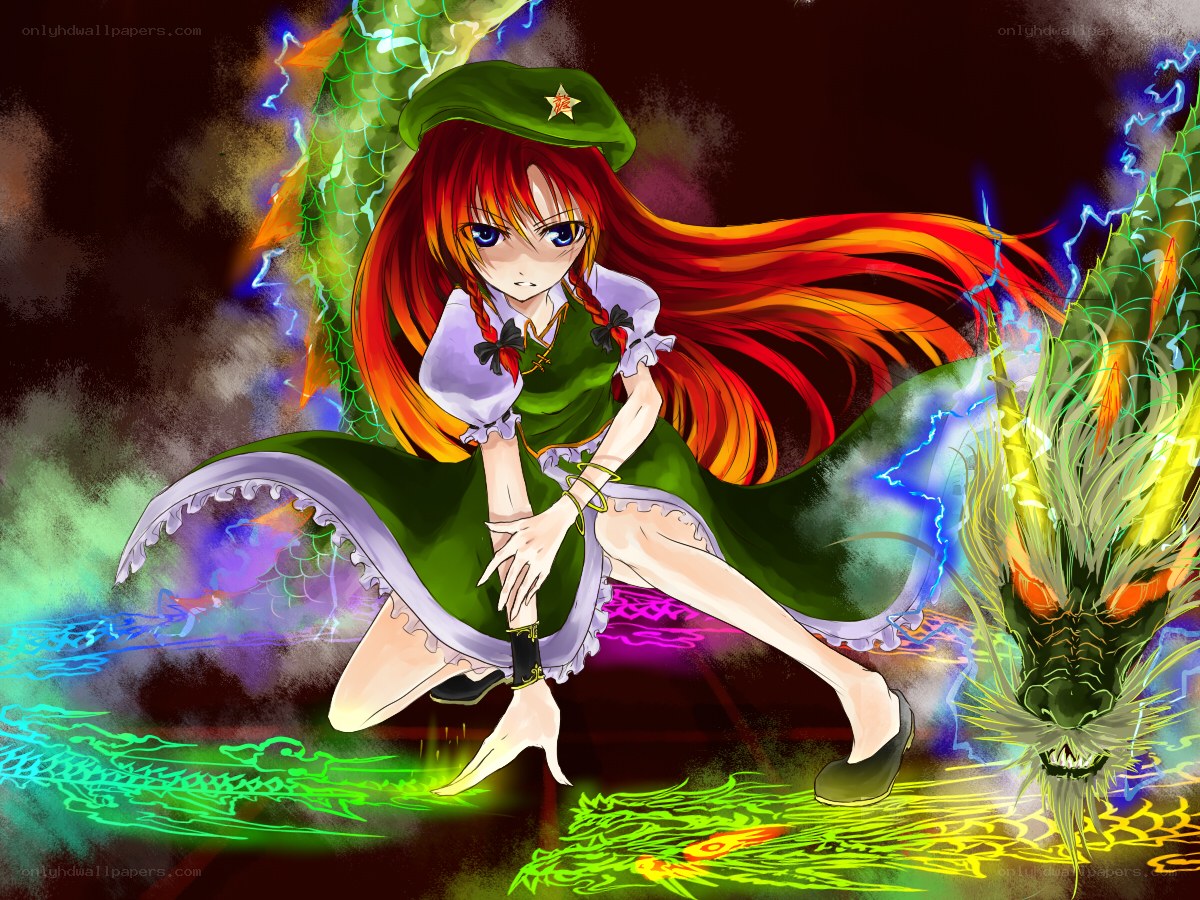 red-haired girl with dragon