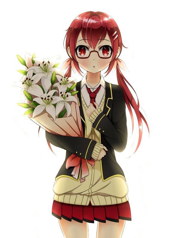 Red-haired Girl with Flowers — Red, Calm