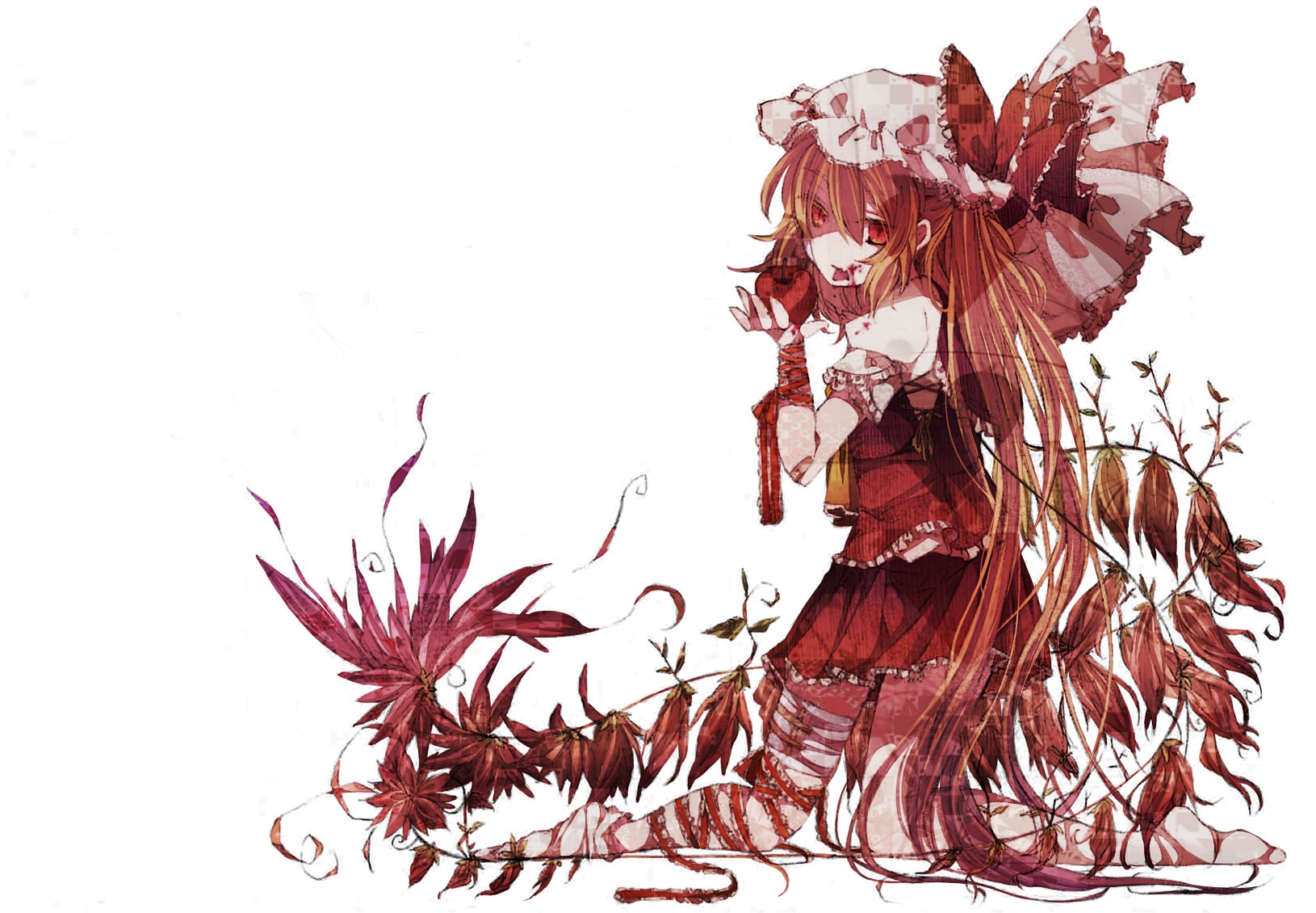 red-haired girl with flowers