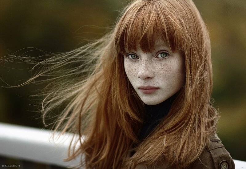 Red-haired girl with freckles