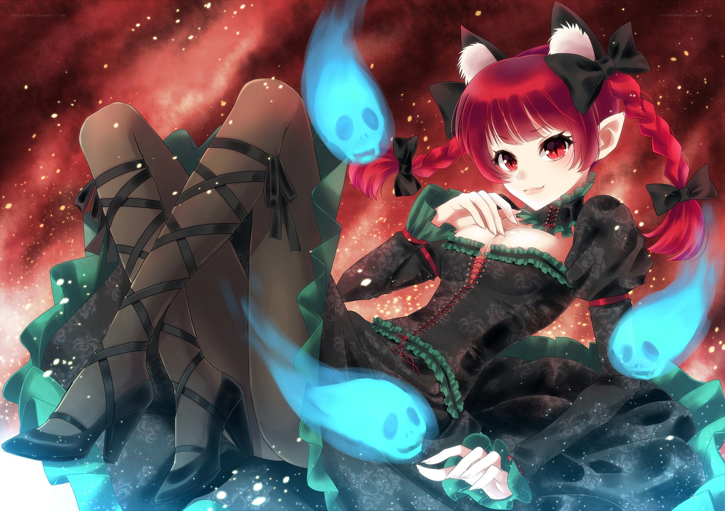 red-haired girl with ghostly flames