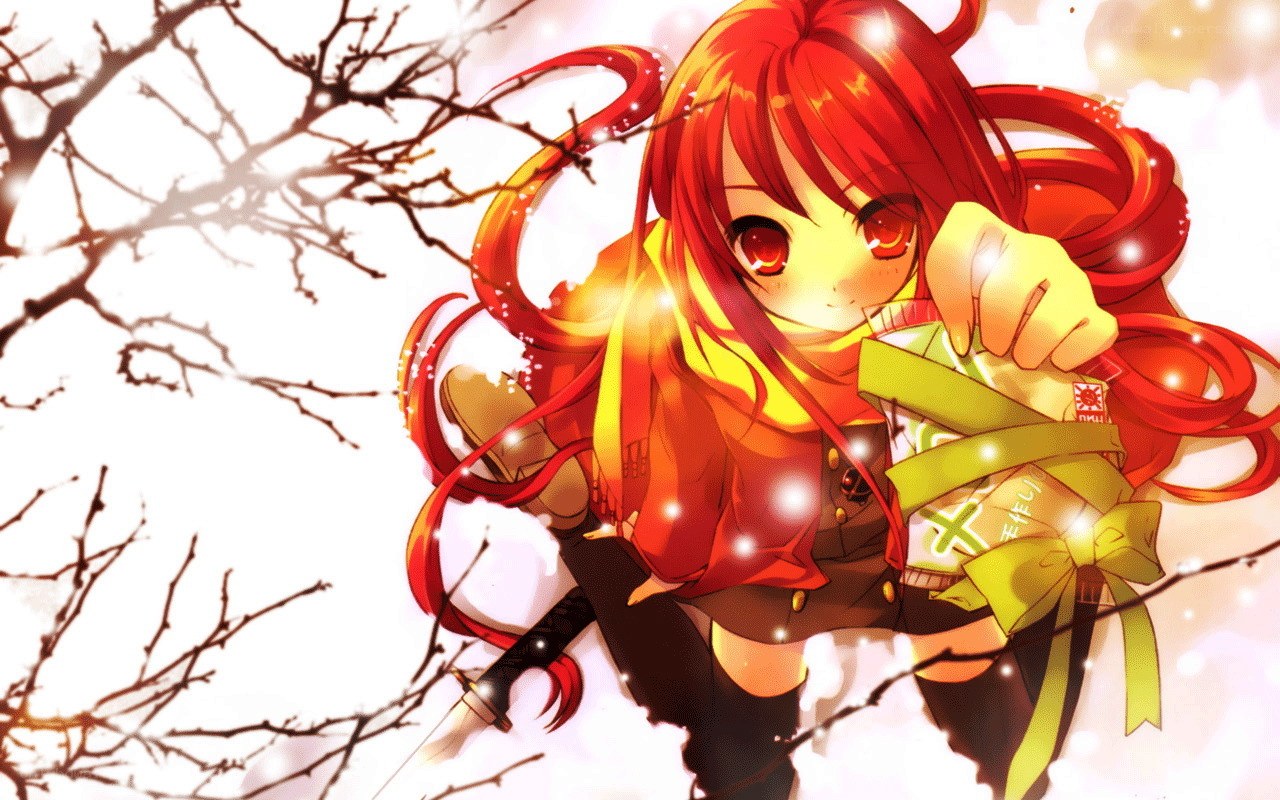 Red-haired girl with gift