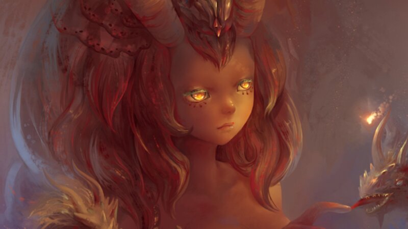 red-haired girl with glowing eyes