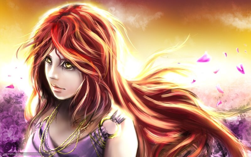 red-haired girl with golden eyes