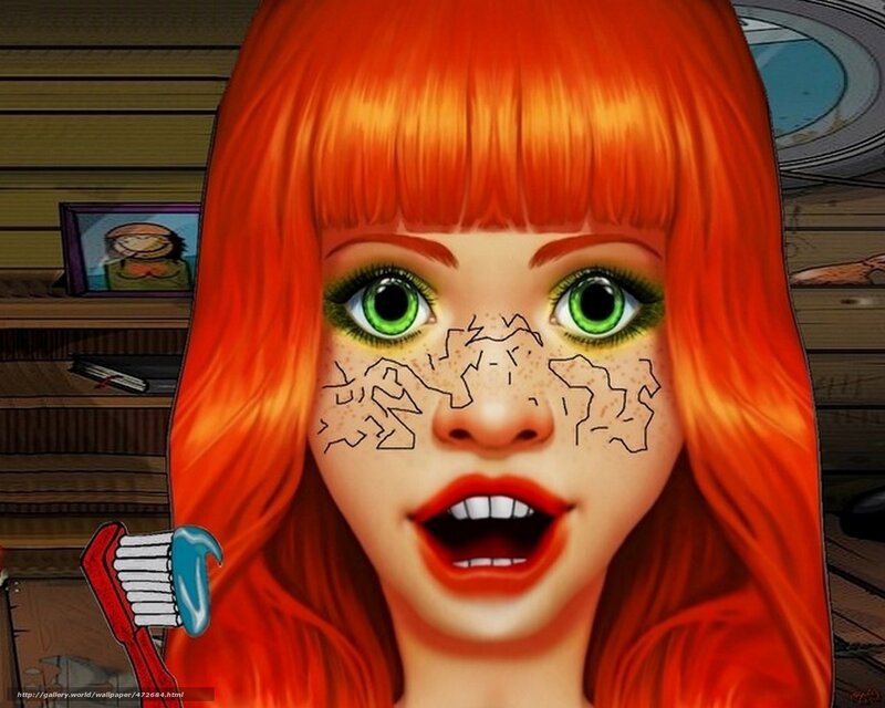 red-haired girl with green eyes