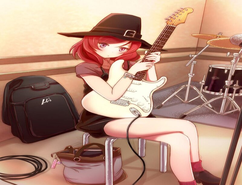 Red-haired Girl with Guitar — Red, Calm