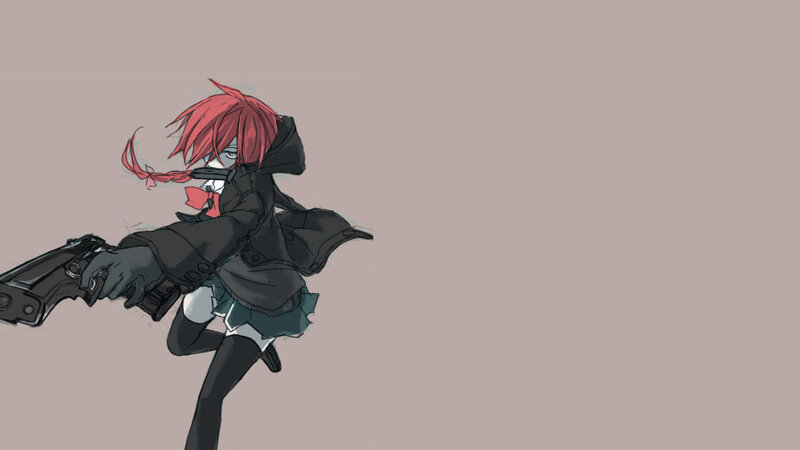 red-haired girl with gun