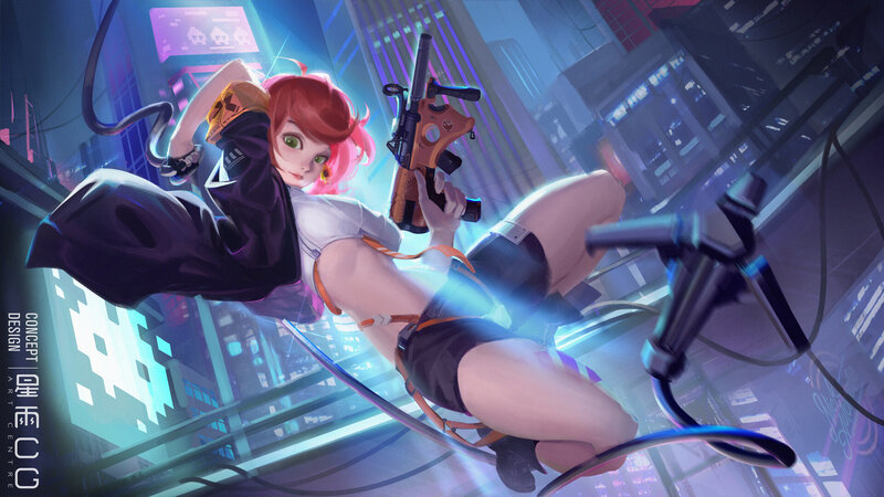 Red-haired Girl with Gun — Blue
