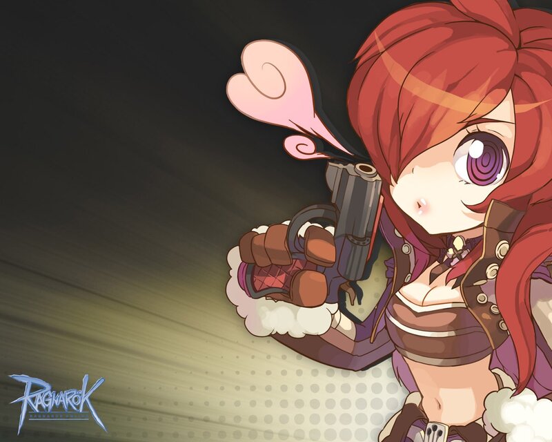 Red-haired Girl with Gun — Red, Dramatic, Anime, Heart
