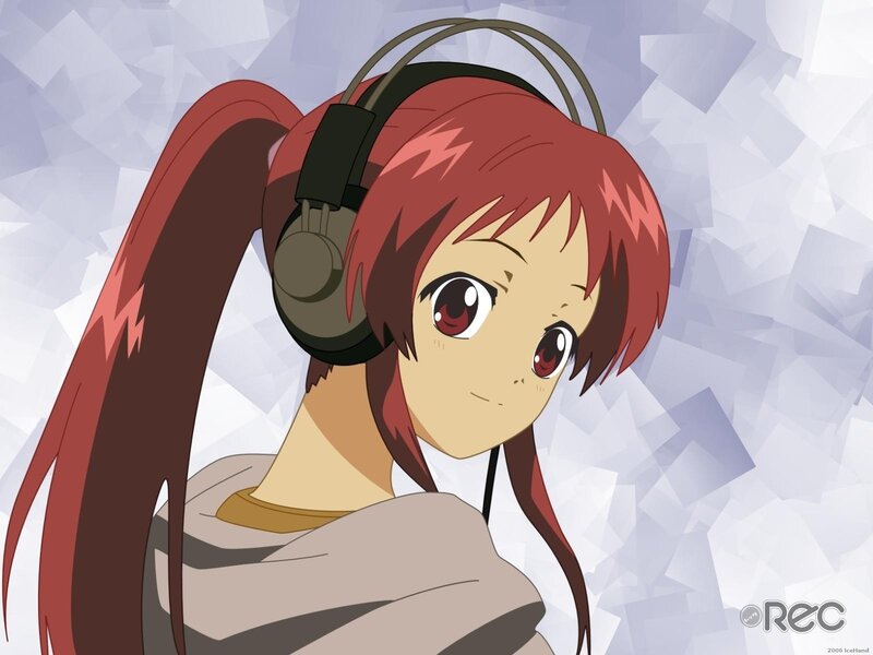 Red-haired Girl with Headphones — Red, Calm