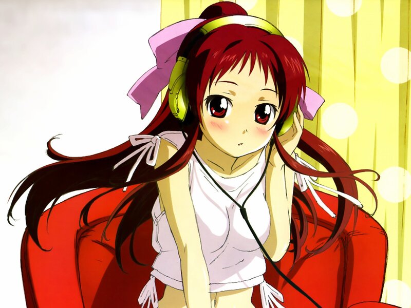 Red-haired Girl with Headphones — Red