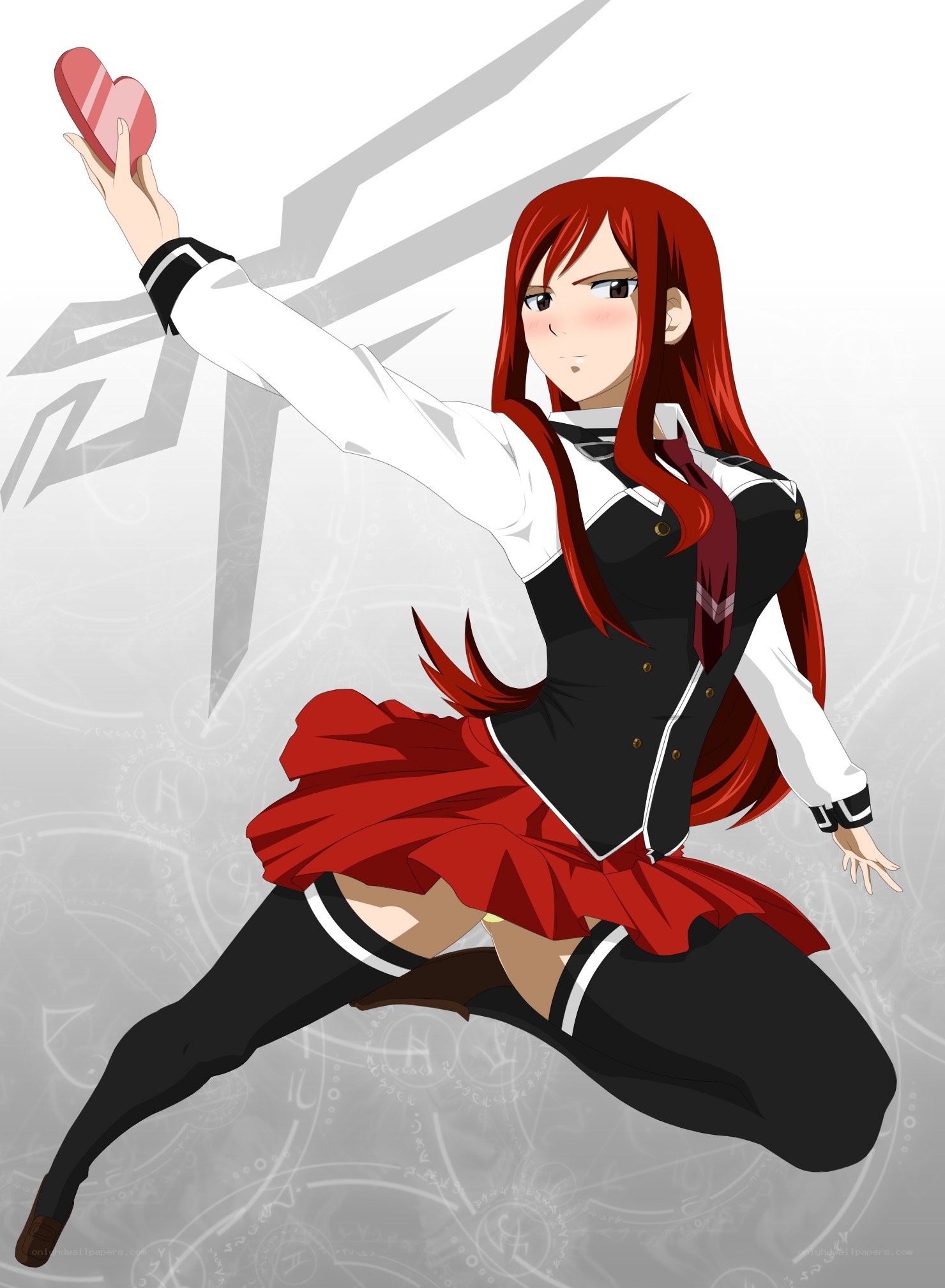 red-haired girl with heart