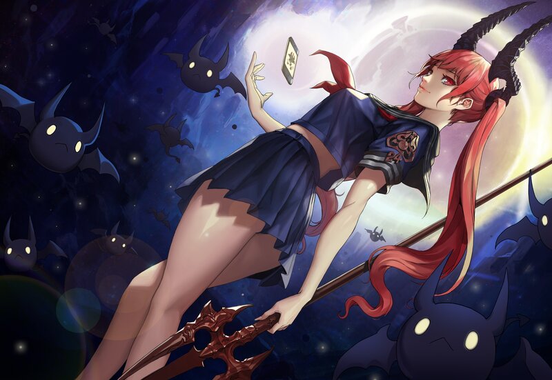 Red-haired Girl with Horns — Blue