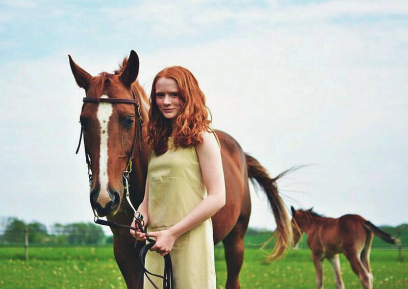 Red-haired Girl with Horse — Green