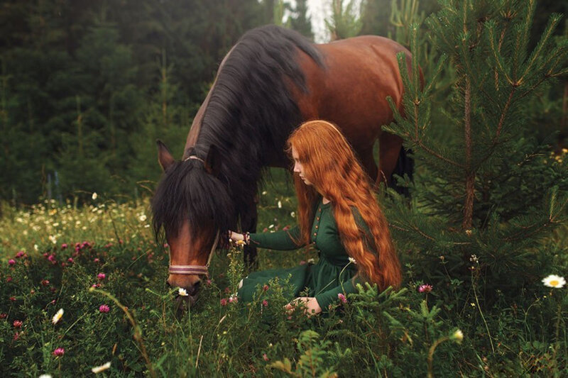 Red-haired Girl with Horse