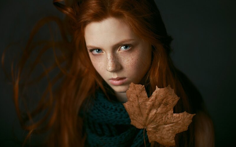 Red-haired Girl with Leaf