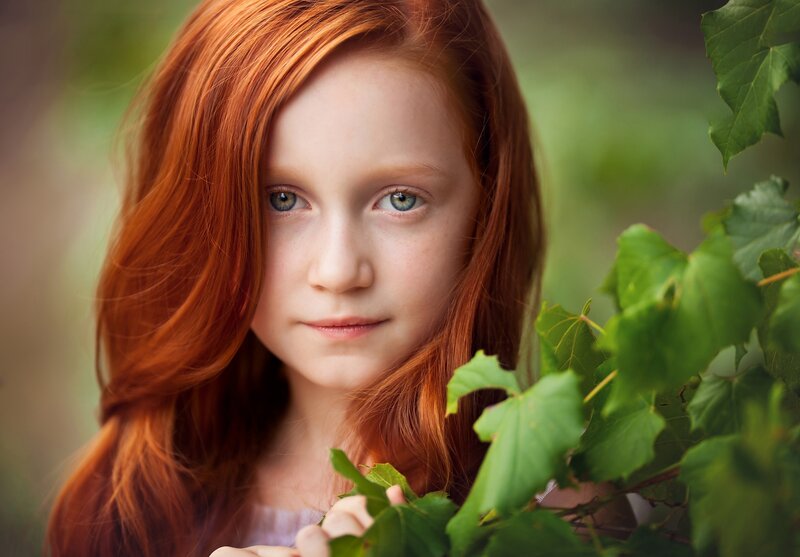 Red-haired Girl with Leaves