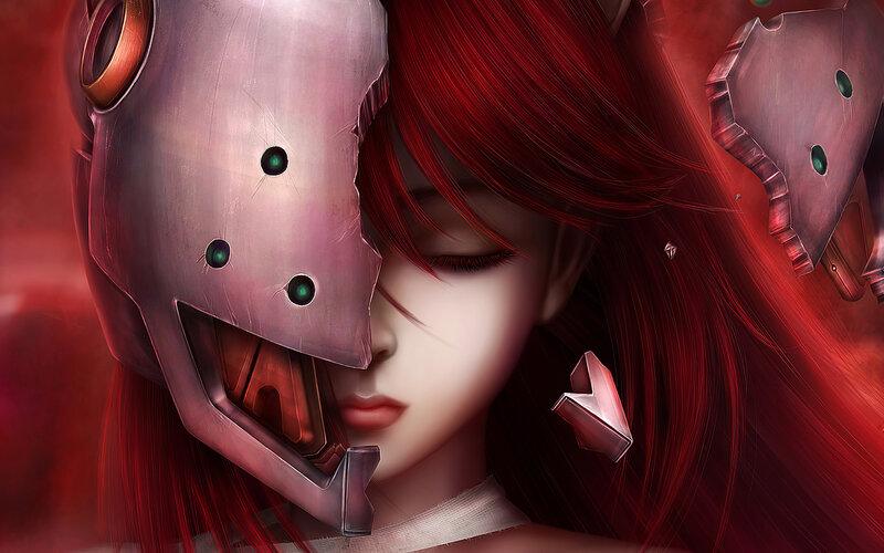 Red-haired Girl with Mask — Red