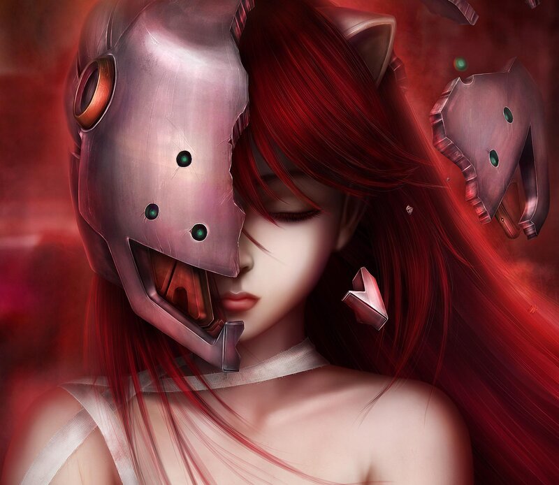 Red-haired Girl with Mask