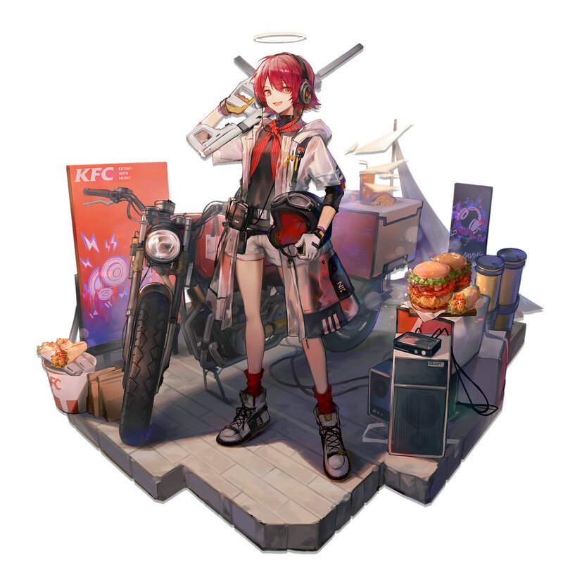 Red-haired Girl with Motorcycle