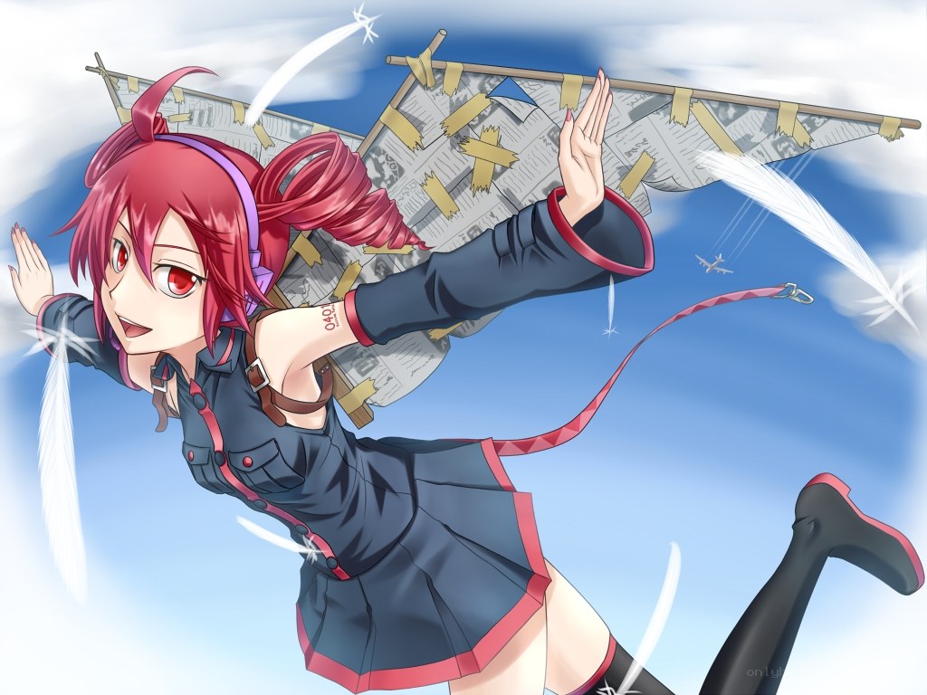 Red-haired girl with paper wings