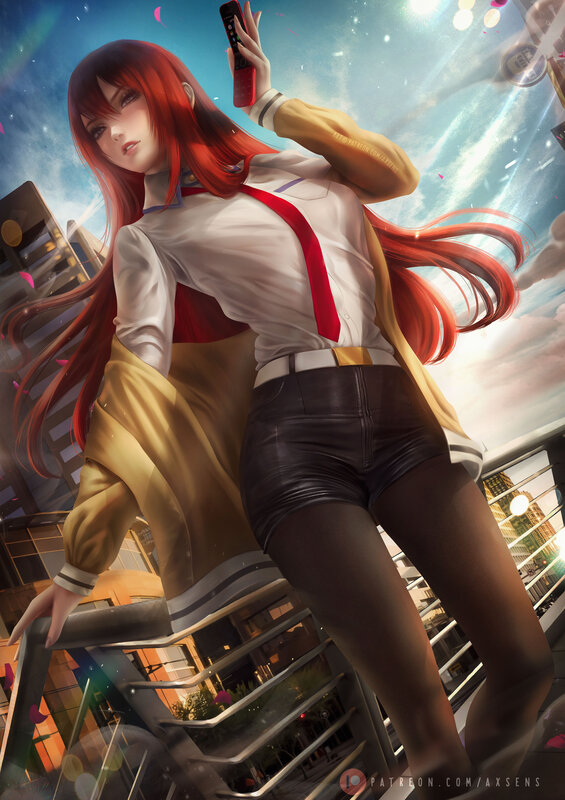 Red-haired Girl with Phone — Red
