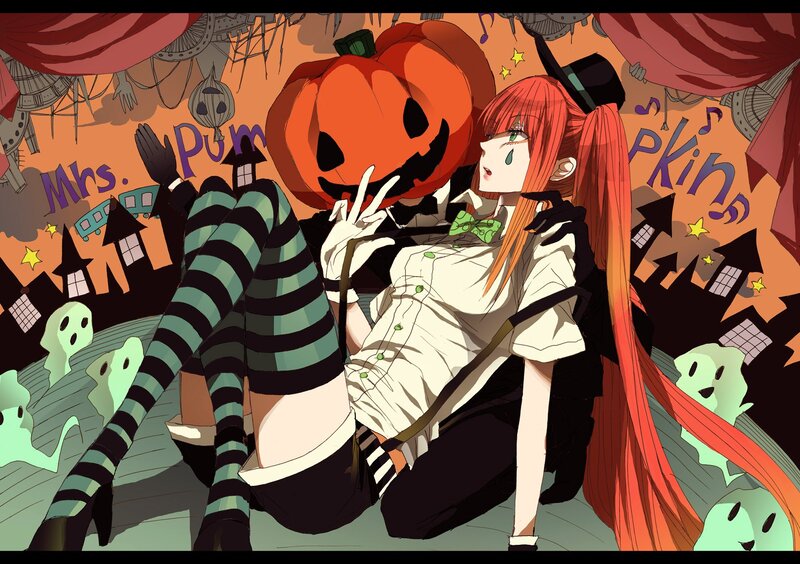 Red-haired Girl with Pumpkin — Orange, Playful