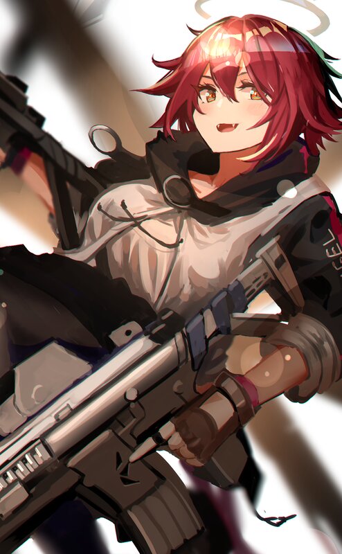 Red-haired Girl with Rifle — Red, Dramatic
