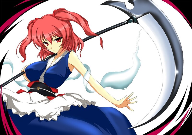 red-haired girl with scythe