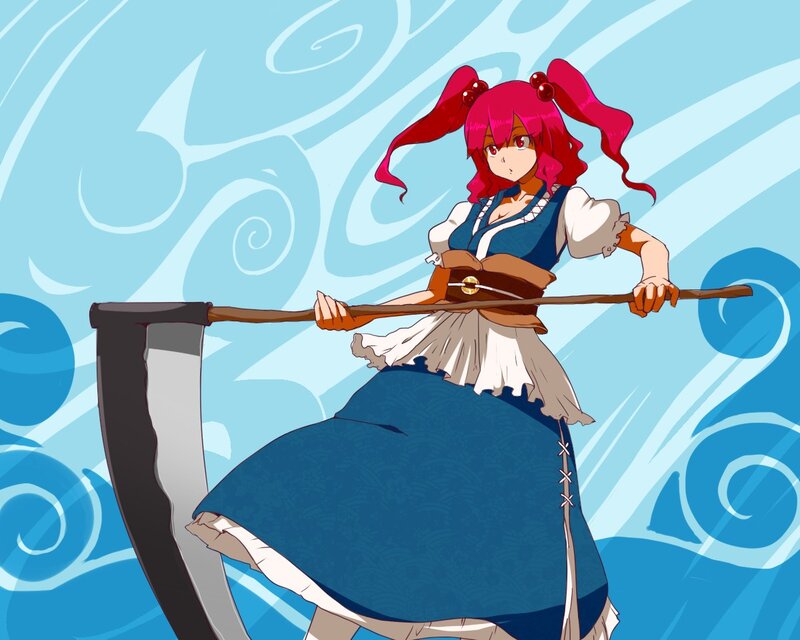Red-haired girl with scythe