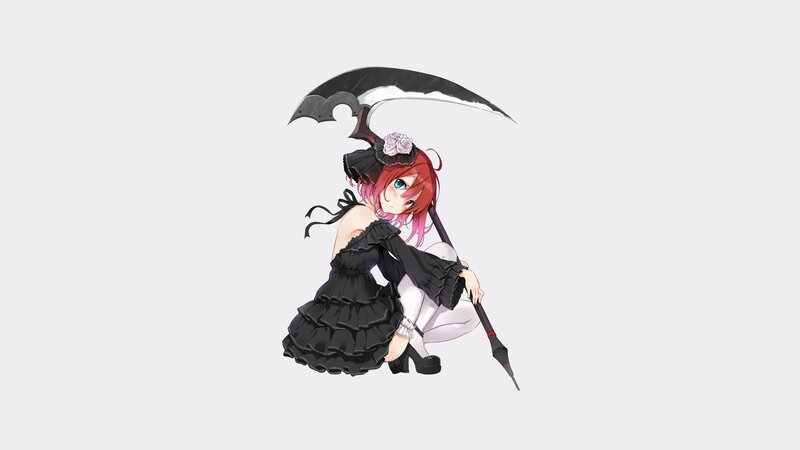 Red-haired Girl with Scythe — Black, Dramatic, Anime