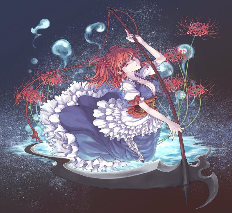 Red-haired Girl with Scythe — Blue, Dramatic