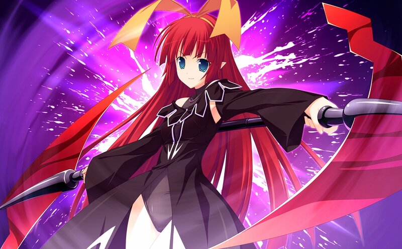 Red-haired Girl with Scythe — Purple, Dramatic, Anime