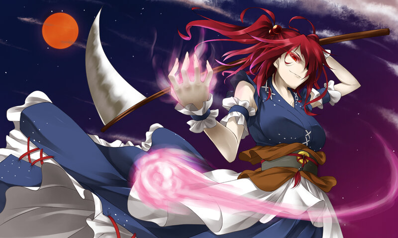Red-haired Girl with Scythe — Purple, Dramatic