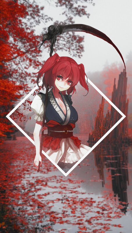 Red-haired Girl with Scythe — Red, Dramatic, Autumn