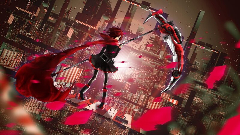 Red-haired Girl with Scythe — Red, Dramatic, Night, Anime