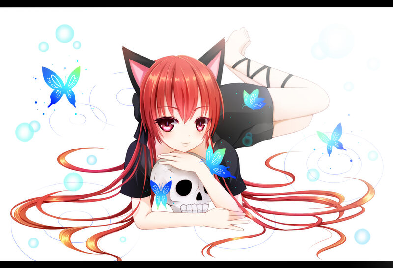 Red-haired Girl with Skull