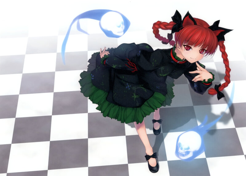 Red-haired Girl with Skulls — Black, Playful