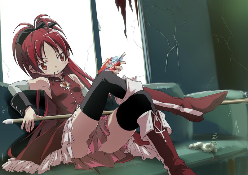 Red-haired girl with snack