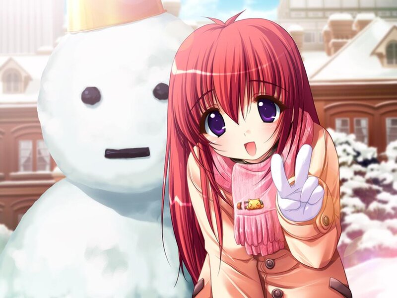Red-haired Girl with Snowman